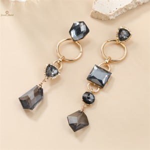 High Fashion Geometric Shape Design Acrylic Wholesale Women Dangle Costume Earrings - Gray