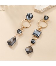 High Fashion Geometric Shape Design Acrylic Wholesale Women Dangle Costume Earrings - Gray