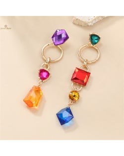 High Fashion Geometric Shape Design Acrylic Wholesale Women Dangle Costume Earrings - Colorful