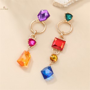 High Fashion Geometric Shape Design Acrylic Wholesale Women Dangle Costume Earrings - Colorful