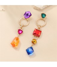 High Fashion Geometric Shape Design Acrylic Wholesale Women Dangle Costume Earrings - Colorful