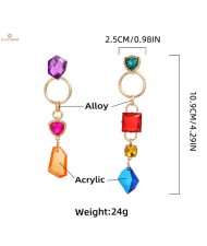 High Fashion Geometric Shape Design Acrylic Wholesale Women Dangle Costume Earrings - Colorful