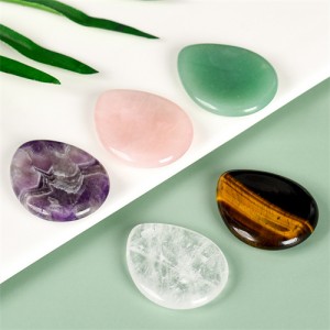 (5 Colors Available) 1 Piece Natural Healing Crystal Worry Stone Water Drop Shape Thumb Energy Stone