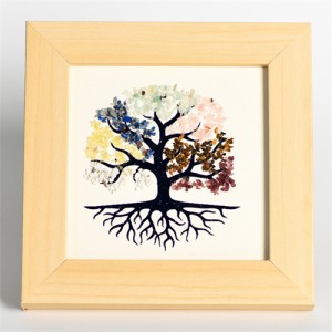 Natural Healing Crystal Energy Stones Colorful Crushed Stones Life Tree Photo Frame Tabletop Decoration