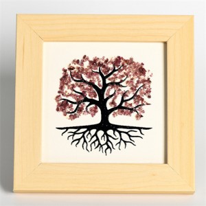 Natural Healing Crystal Energy Stones Strawberry Quartz Crushed Stones Life Tree Photo Frame Tabletop Decoration