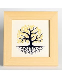 Natural Healing Crystal Energy Stones Yellow Quartz Crushed Stones Life Tree Photo Frame Tabletop Decoration