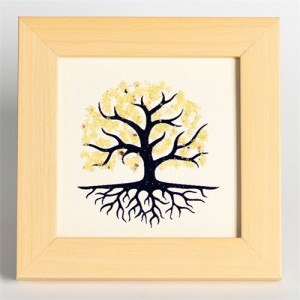 Natural Healing Crystal Energy Stones Yellow Quartz Crushed Stones Life Tree Photo Frame Tabletop Decoration