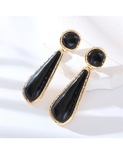 High Fashion Water Drop Dangle Resin Vintage Style Wholesale Women Costume Earrings - Black