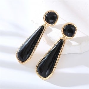 High Fashion Water Drop Dangle Resin Vintage Style Wholesale Women Costume Earrings - Black