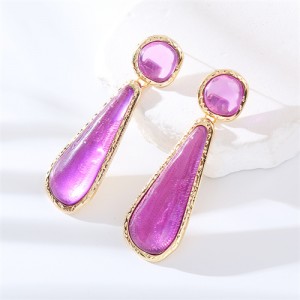 High Fashion Water Drop Dangle Resin Vintage Style Wholesale Women Costume Earrings - Purple