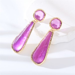 High Fashion Water Drop Dangle Resin Vintage Style Wholesale Women Costume Earrings - Purple