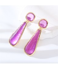 High Fashion Water Drop Dangle Resin Vintage Style Wholesale Women Costume Earrings - Purple