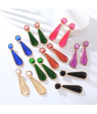 High Fashion Water Drop Dangle Resin Vintage Style Wholesale Women Costume Earrings - Purple