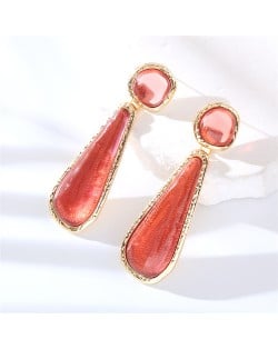 High Fashion Water Drop Dangle Resin Vintage Style Wholesale Women Costume Earrings - Red