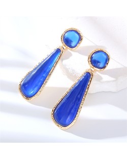 High Fashion Water Drop Dangle Resin Vintage Style Wholesale Women Costume Earrings - Blue