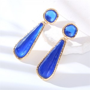 High Fashion Water Drop Dangle Resin Vintage Style Wholesale Women Costume Earrings - Blue