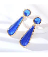 High Fashion Water Drop Dangle Resin Vintage Style Wholesale Women Costume Earrings - Blue