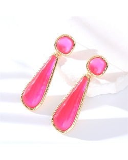 High Fashion Water Drop Dangle Resin Vintage Style Wholesale Women Costume Earrings - Pink
