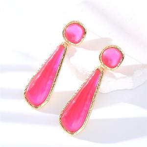 High Fashion Water Drop Dangle Resin Vintage Style Wholesale Women Costume Earrings - Pink