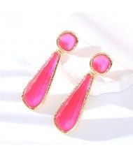 High Fashion Water Drop Dangle Resin Vintage Style Wholesale Women Costume Earrings - Pink