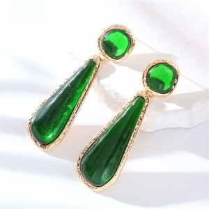 High Fashion Water Drop Dangle Resin Vintage Style Wholesale Women Costume Earrings - Green