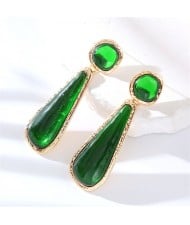 High Fashion Water Drop Dangle Resin Vintage Style Wholesale Women Costume Earrings - Green