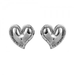 Vintage Style Polish Alloy Peach Heart Ear Studs Wholesale Fashion Women Costume Earrings - Silver