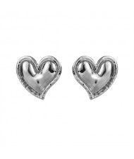 Vintage Style Polish Alloy Peach Heart Ear Studs Wholesale Fashion Women Costume Earrings - Silver
