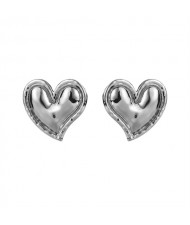 Vintage Style Polish Alloy Peach Heart Ear Studs Wholesale Fashion Women Costume Earrings - Silver