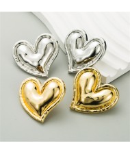 Vintage Style Polish Alloy Peach Heart Ear Studs Wholesale Fashion Women Costume Earrings - Silver