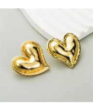 Vintage Style Polish Alloy Peach Heart Ear Studs Wholesale Fashion Women Costume Earrings - Golden
