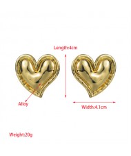 Vintage Style Polish Alloy Peach Heart Ear Studs Wholesale Fashion Women Costume Earrings - Golden