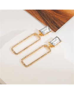 Popular Frennch Style Geometric Rectangle Rhinestone Surounded Wholesale Fashion Women Costume Earrings