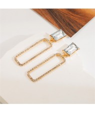 Popular Frennch Style Geometric Rectangle Rhinestone Surounded Wholesale Fashion Women Costume Earrings