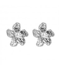 Fashion Frennch Style Elegant Pearl Alloy Flower Wholesale Women Costume Earrings - Silver