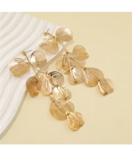 Fashion Sweet Cool Style Alloy Ginkgo Leaves Wholesale Women Long Dangle Costume Earrings - Golden