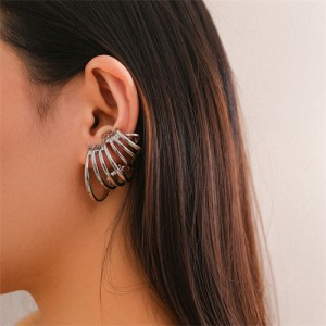 Fashion Sweet Cool Style Ear Clips Alloy Hollow-out Circle Wholesale Fashion Women Earrings - Silver