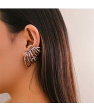 Fashion Sweet Cool Style Ear Clips Alloy Hollow-out Circle Wholesale Fashion Women Earrings - Silver