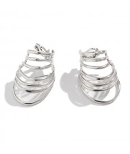 Fashion Sweet Cool Style Ear Clips Alloy Hollow-out Circle Wholesale Fashion Women Earrings - Silver