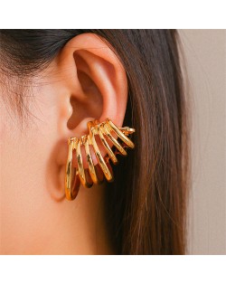 Fashion Sweet Cool Style Ear Clips Alloy Hollow-out Circle Wholesale Fashion Women Earrings - Golden