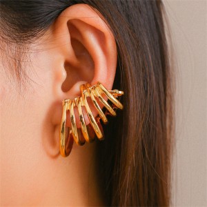 Fashion Sweet Cool Style Ear Clips Alloy Hollow-out Circle Wholesale Fashion Women Earrings - Golden