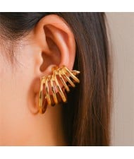Fashion Sweet Cool Style Ear Clips Alloy Hollow-out Circle Wholesale Fashion Women Earrings - Golden