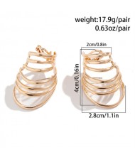 Fashion Sweet Cool Style Ear Clips Alloy Hollow-out Circle Wholesale Fashion Women Earrings - Golden