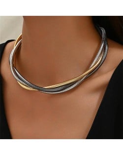 Weaving Style Snake Chain High Fashion Alloy Wholesale Necklace - Mixed Color