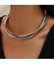 Weaving Style Snake Chain High Fashion Alloy Wholesale Necklace - Mixed Color