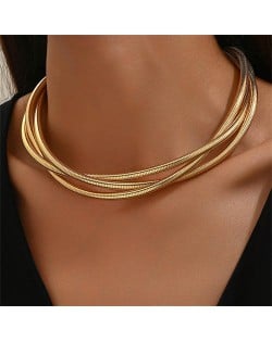 Weaving Style Snake Chain High Fashion Alloy Wholesale Necklace - Golden