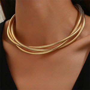 Weaving Style Snake Chain High Fashion Alloy Wholesale Necklace - Golden