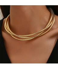 Weaving Style Snake Chain High Fashion Alloy Wholesale Necklace - Golden