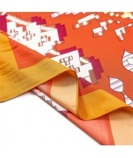 130*130 cm Floral Warhorse Print Design Fashion Women Shawl Square Scarf - Orange