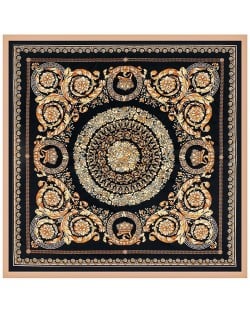 90*90 cm Vintage Baroque Art Pattern Design Fashion Women Shawl Square Scarf - Black